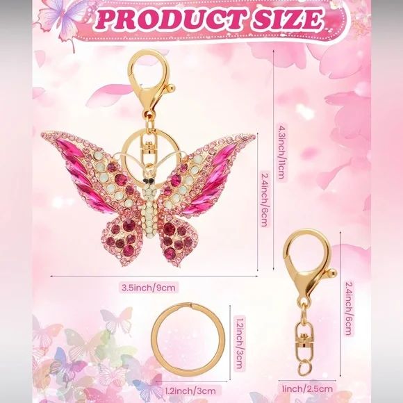 Crystal Butterfly purse/bag charm keychain nwt - Picture 7 of 7
